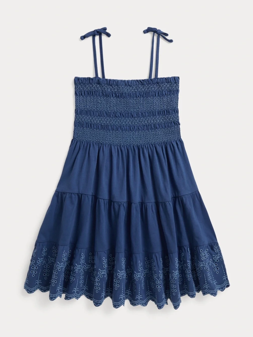 Ralph Lauren Girls Navy Blue Smocked Sundress NEW size 14